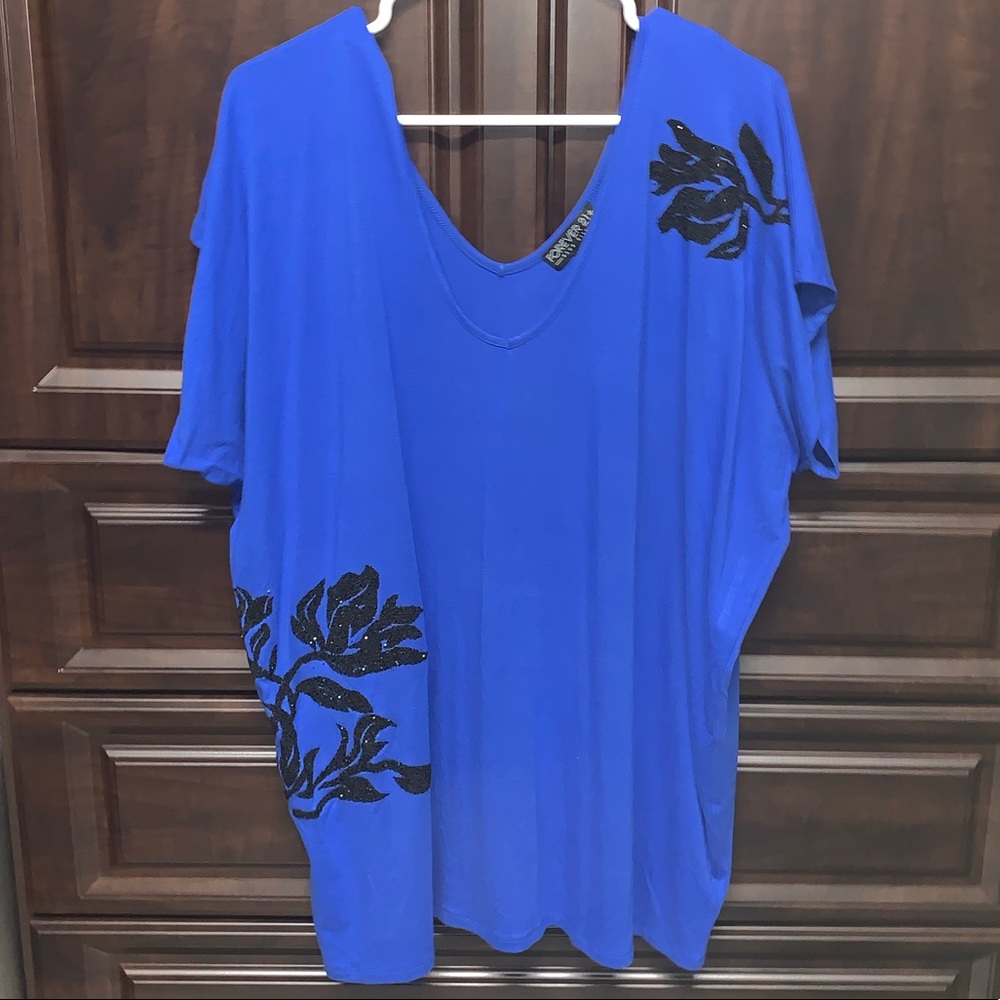 Forever 21 + Blue Shirt with Black Details